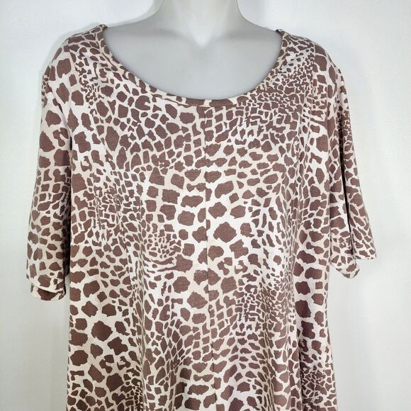 Denim & Co. Womens Tunic Top XLP Fit & Flare Taupe Animal Print Stretch A308809 - Picture 3 of 9